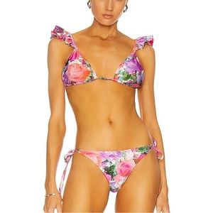 NWT patbo rose ruffle bikini L